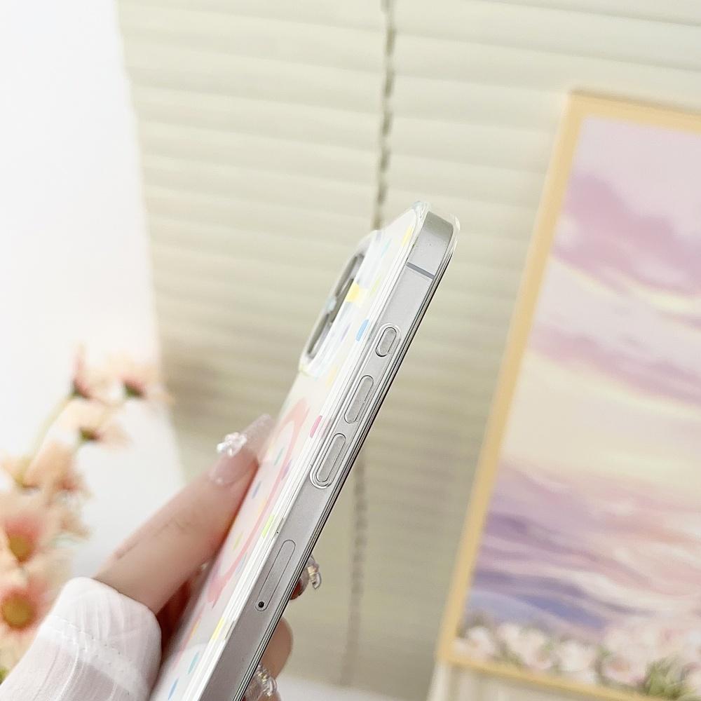 Transparent Candy Colored Polka Dot Hard TPU For Magsafe Phone Case For iPhone 16 14 Pro Max 15 13 Wireless Charge Bumper Cover
