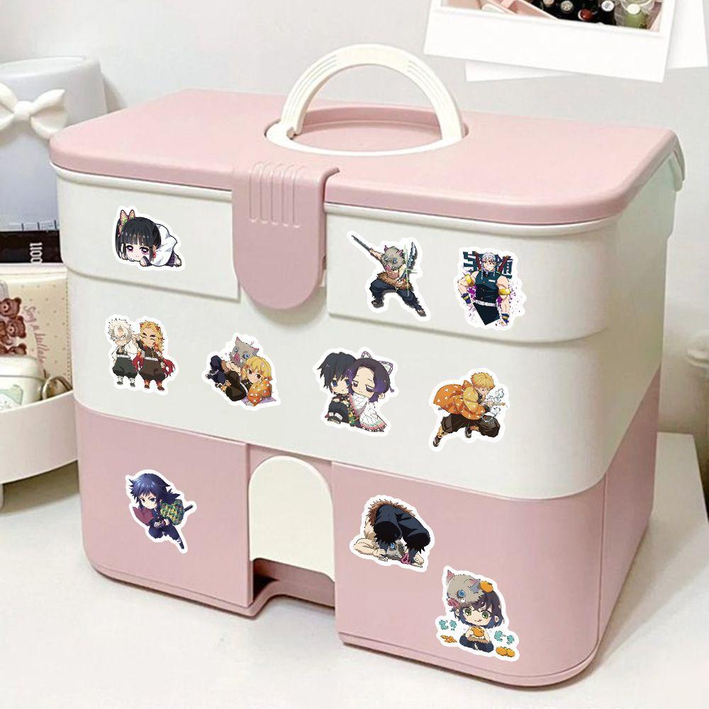 60 pegatinas de dibujos animados de personajes de anime Demon Slayer para decorar teléfonos móviles, agendas y otros artículos: calcomanías decorativas impermeables