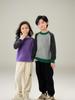 100% Wool Color Block Crew Neck Sweater for Boys & Girls - 2025 Autumn/Winter Collection