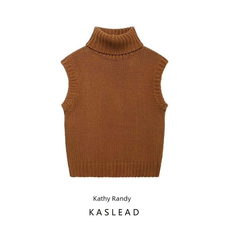 Kaslead New Arrival Women's Clothing Fashion Style Fashion Minimalist Versatile Stand Collar Plain Stitch Vest 1957102