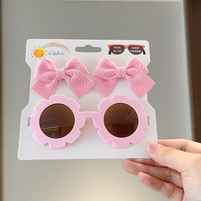 1 Zestaw Nakrycie Głowy dla Dzieci Okulary Jednolite Miękkie Kokardy Opaski Dziewczynki Koronkowa Spinka Retro Opaski Okulary Przeciwsłoneczne Zestawy Gumek do Włosów dla Dzieci