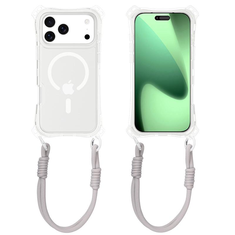 For Apple 17 Mobile Phone Case for IP17PROMAX Three-in-one Skin-sensitive Magnetic Phone Case Small Four-corner Lanyard