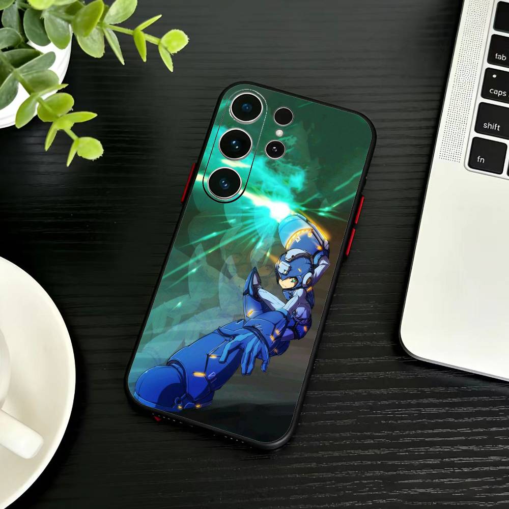 K-Mega Man Anime Phone Case For Samsung S26,S25,S24,S23,S22,S30,S21,Ultra,Plus,FE 5G Black Soft Cover