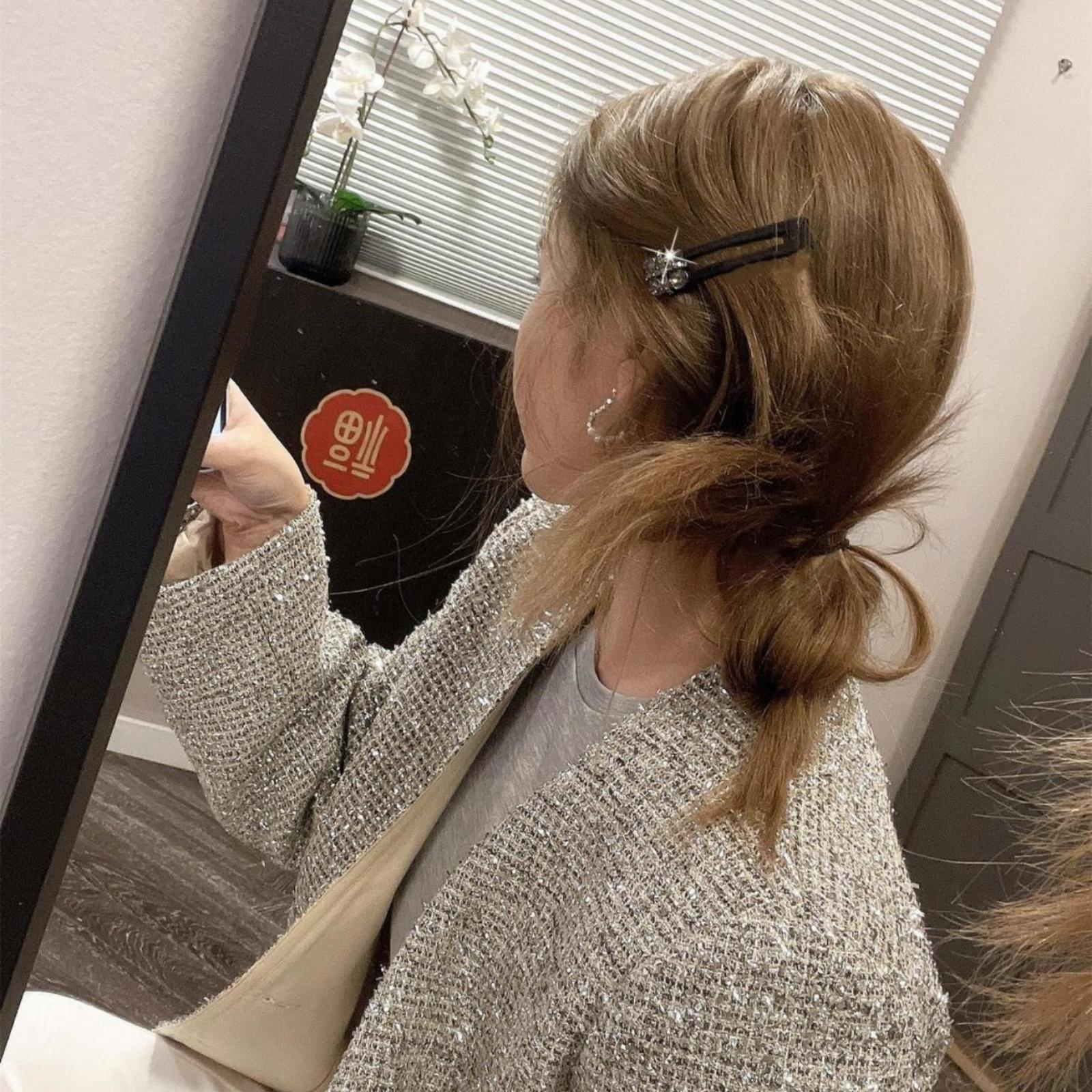 

1PC Good Texture, Simple, Good-looking, Practical, Vintage, Shiny, Premium, Rhinestones, Boutique, Bangs Clip, Hair Clips 1pc