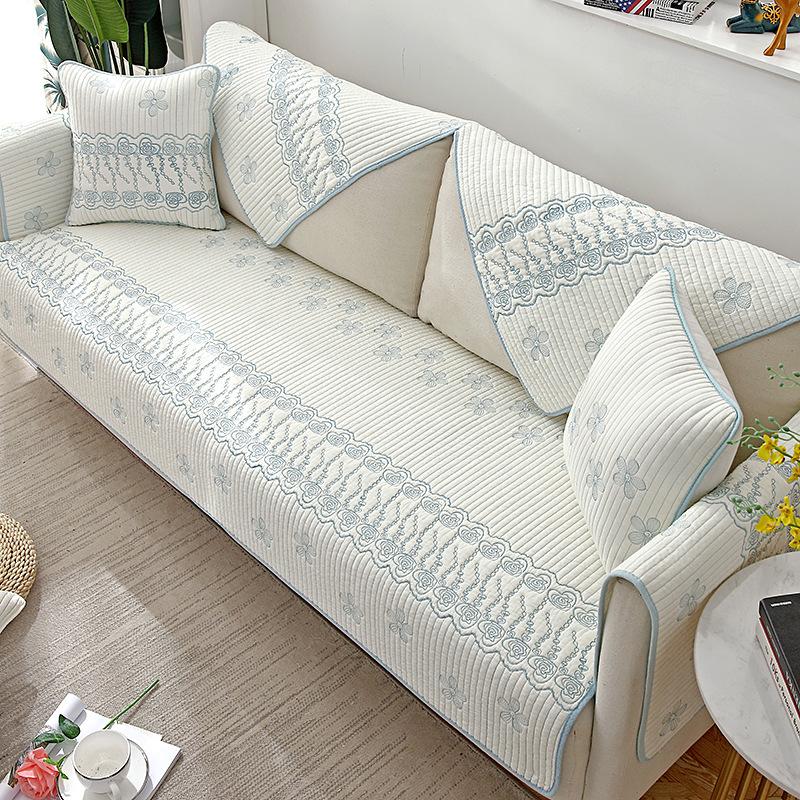 Double-sided Cotton Embroidery Sofa Covers Cushion Four Seasons Sofa Towel Modern Living Room Corner Couch Cover Armrest Towel