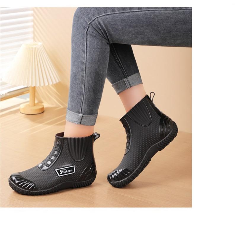 Female Waterproof Anti Slip Wear Resistant Midsole Rain Boots Work Rubber Shoes