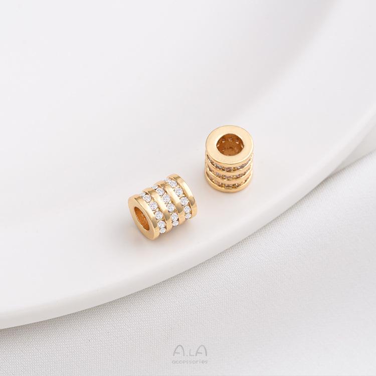 14K Gold-Plated Zircon Spacer Beads for DIY Jewelry