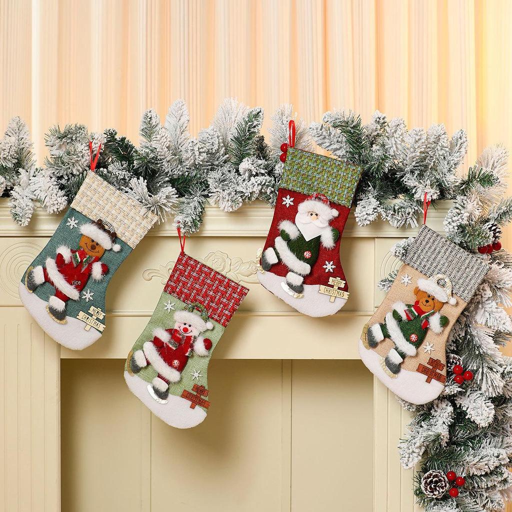 Large 3D Cartoon Flannel Christmas Stockings and Gift Bags