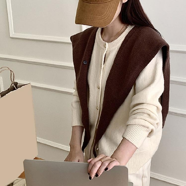 Stylish Cropped Shoulder Wrap Scarf Lightweight Polyester Shawl Elegant Women's False Collar Fashion Outerwear