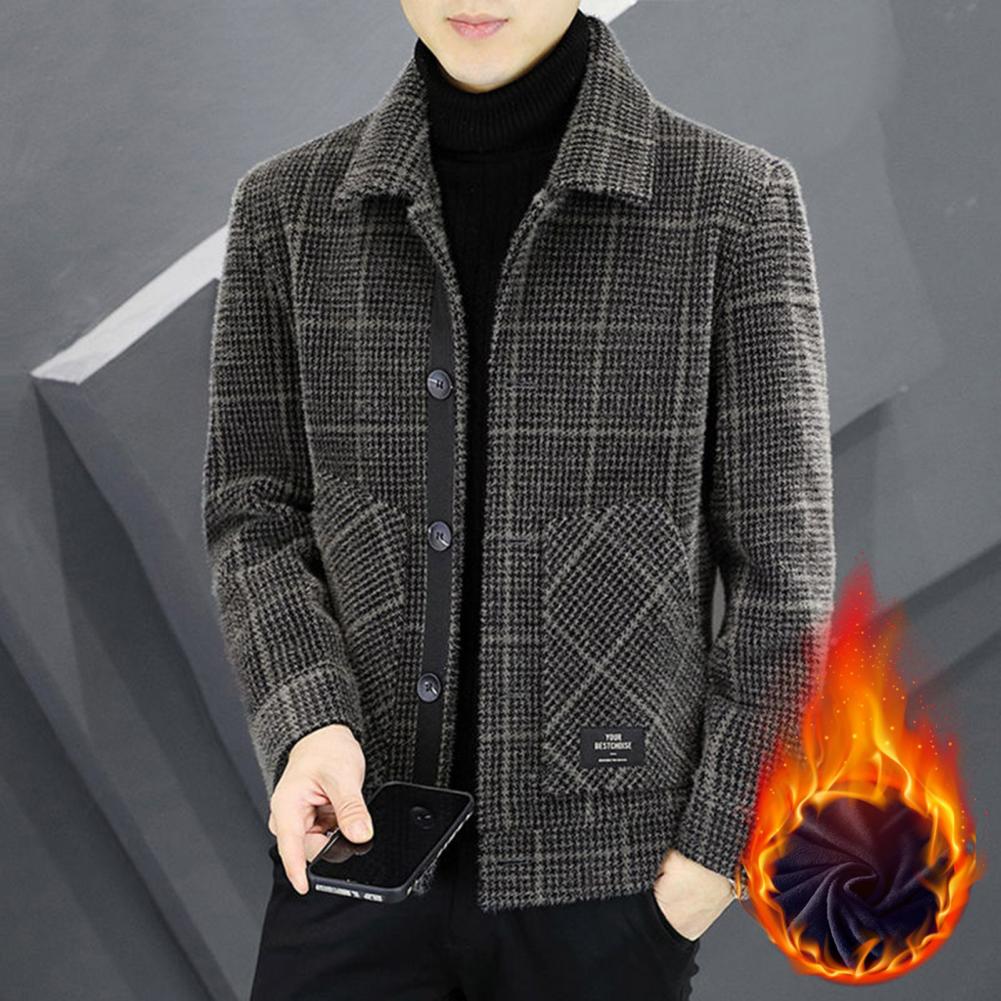 2025 Autumn Winter Mens Short Slim Fit Woolen Coat Single Breasted Casual Windbreaker Fashion Retro Trench Overcoat