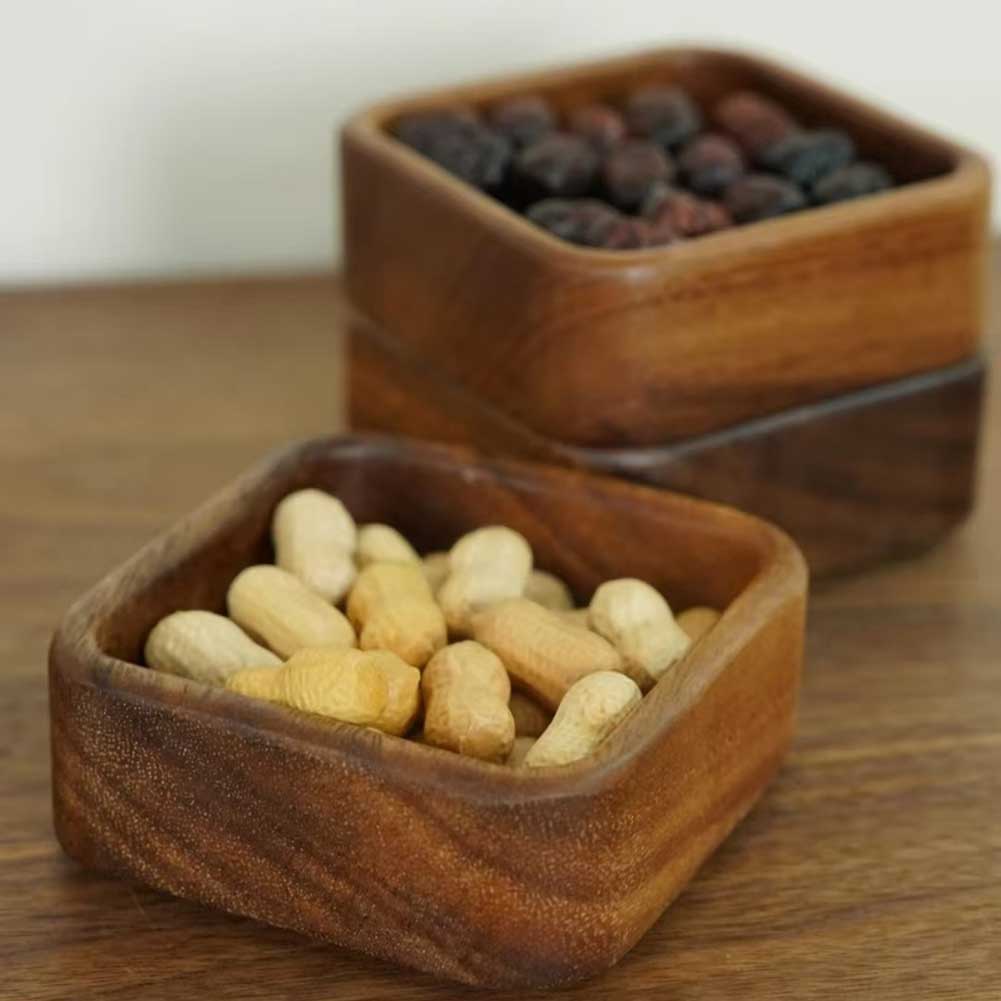 Living Room Decor 10*10*4cm Walnut Snack Bowl Hand-Polished Dish Natural Wood Wax Oil Multi-functional Storage