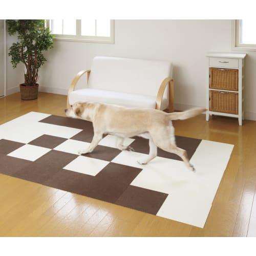 Sanko Just Place and Stick, Veterinarian-Recommended, Water-Repellent Pet Tile Mat, 30cm x 30cm, Pack of 20, Brown, for Dogs and Cats. Sanko Carpet. M
