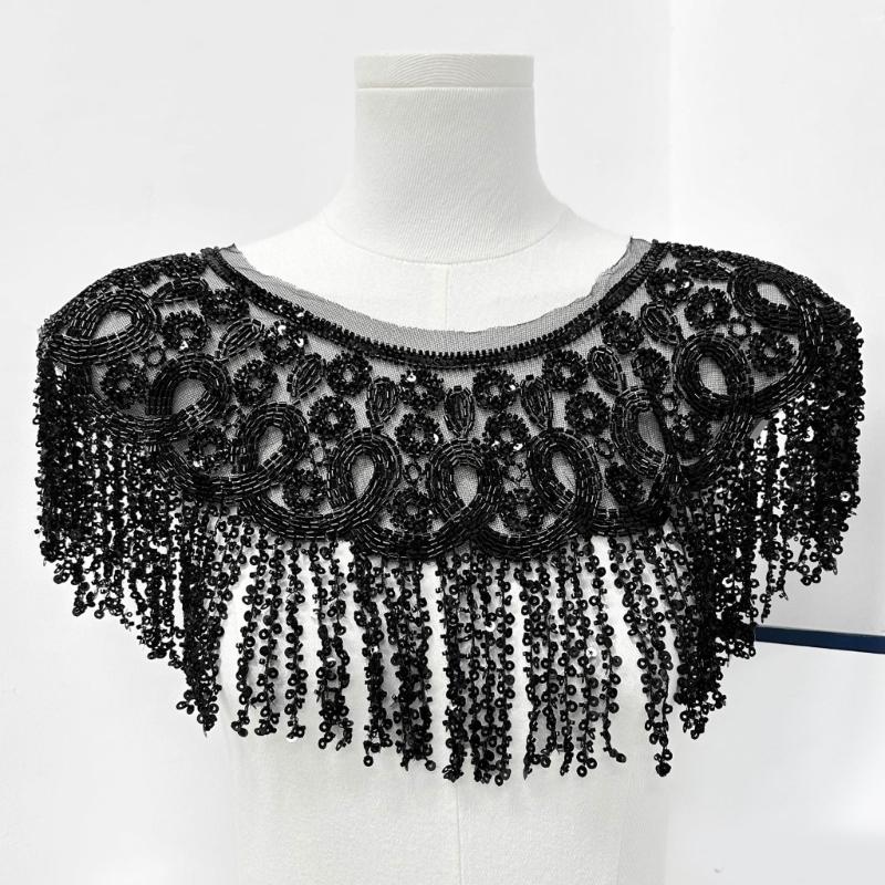 Glitter Fringe Detachable Collar Shawl Scarf For Women Elegant Party Accessory