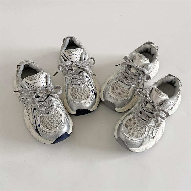 Popular silver retro versatile platform dad shoes women's summer 2025 new heightening soft-soled casual sports shoes