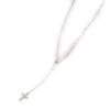 Les Trésors De Lily [L1641] - Silver Ivory 'Mystic Cross' Designer Necklace