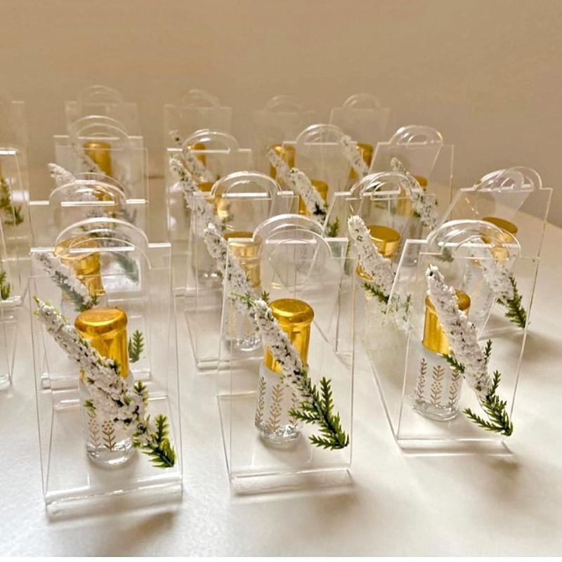 40 Pcs Transparent Wedding Hand Gift Box Wedding Luxury Acrylic Present Box Valentine's Day Gift Boxes Chocolate Flower Basket