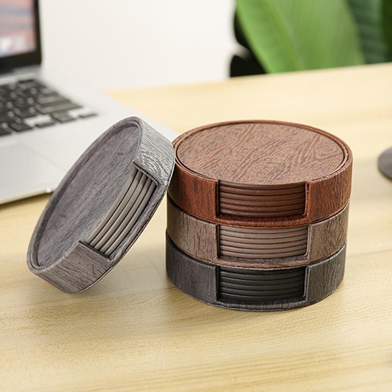 6 Stück Langlebiges Wasserdichtes Leder Untersetzerhalter Set Tischplatten Schutz Kaffeetassen Kissen Antihaft Auslaufsicher Getränkeuntersetzer Zuhause