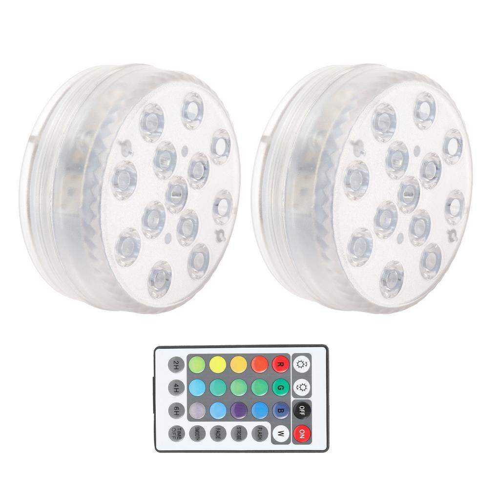 2Pcs Swimming Pool Lamp IP68 16 Colors RGB Magnet Underwater Light for Fish Tank Fountain Pond