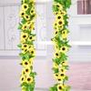260cm Simulated Sunflower Vine Air Conditioning Duct Decor Wrap Sunflower Flower Garland Wedding Arch Decoration Plastic Flowers