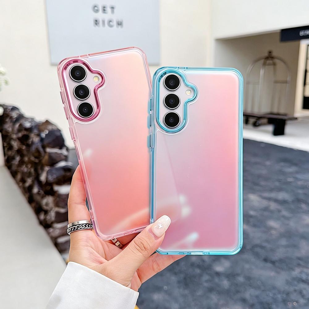 KEYSION Fashion Laser Gradient Colorful Phone Case for Samsung A54 5G A34 A24 A14 TPU+PC Shockproof Back Cover for Galaxy A04S