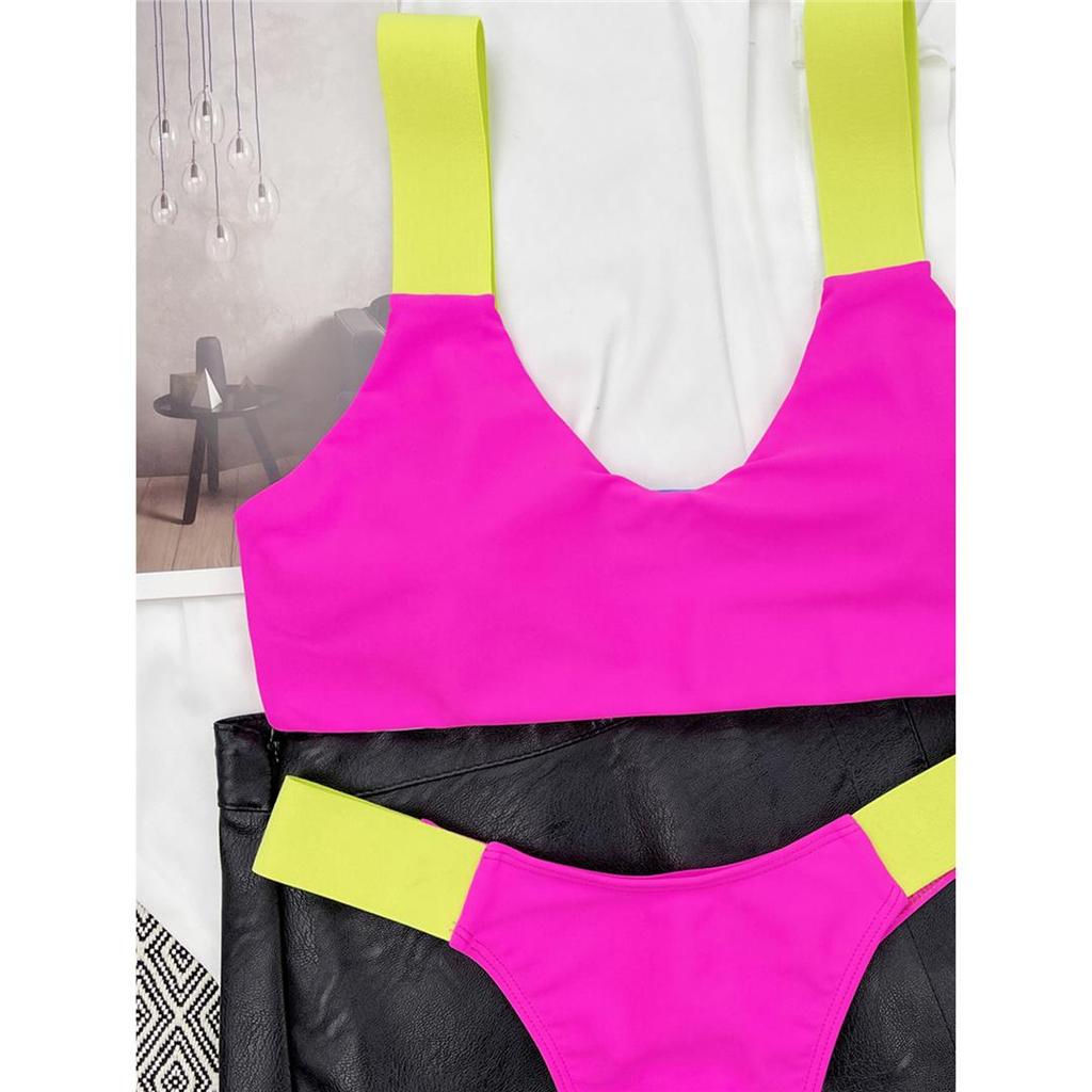 New Splicing High Leg Cut Thong Bikini Female Swimsuit Women Swimwear Two-pieces Bikini Set Bather Bathing Suit Swim Lady