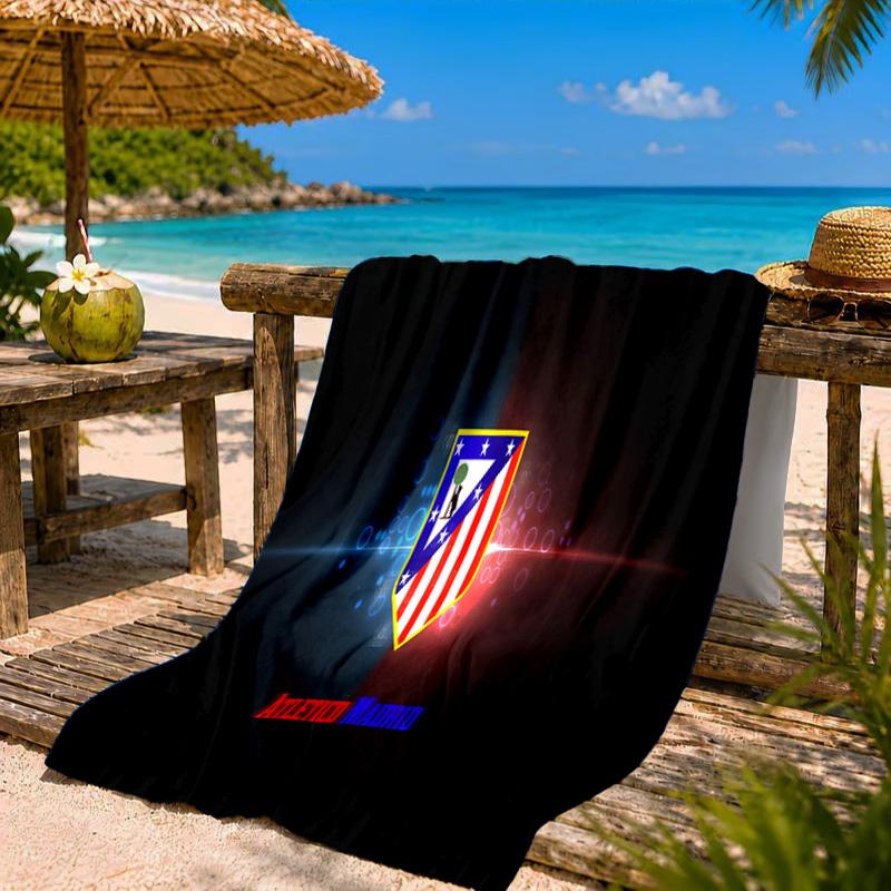 Atletico Madrid Crest Beach Towel Microfiber Beach Towel, Lightweight and Quick-Dry, for Summer Travel, Swimming Pool Fan Birthday Gift