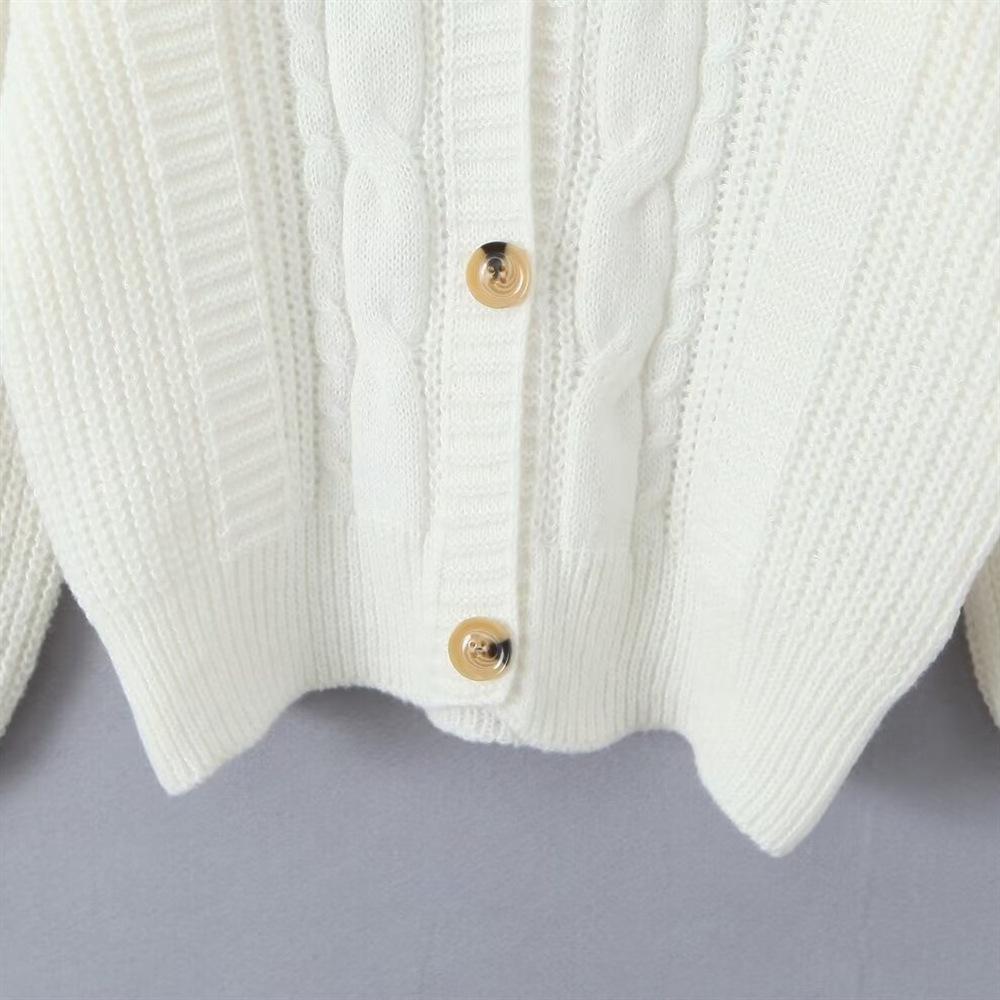 2024 Autumn/Winter Women's Loose Cable Knit Cardigan Sweater