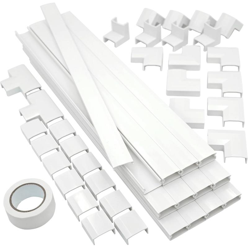 TV Wire Cable Concealer 10PCS Raceway Kit Wall Cord Cover Set for Home Office Safety Tidy Solution