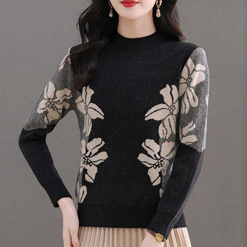 Morsom Høst Vinter Ny Undergenser Løs Strikkegenser Halvhøy Hals Varm