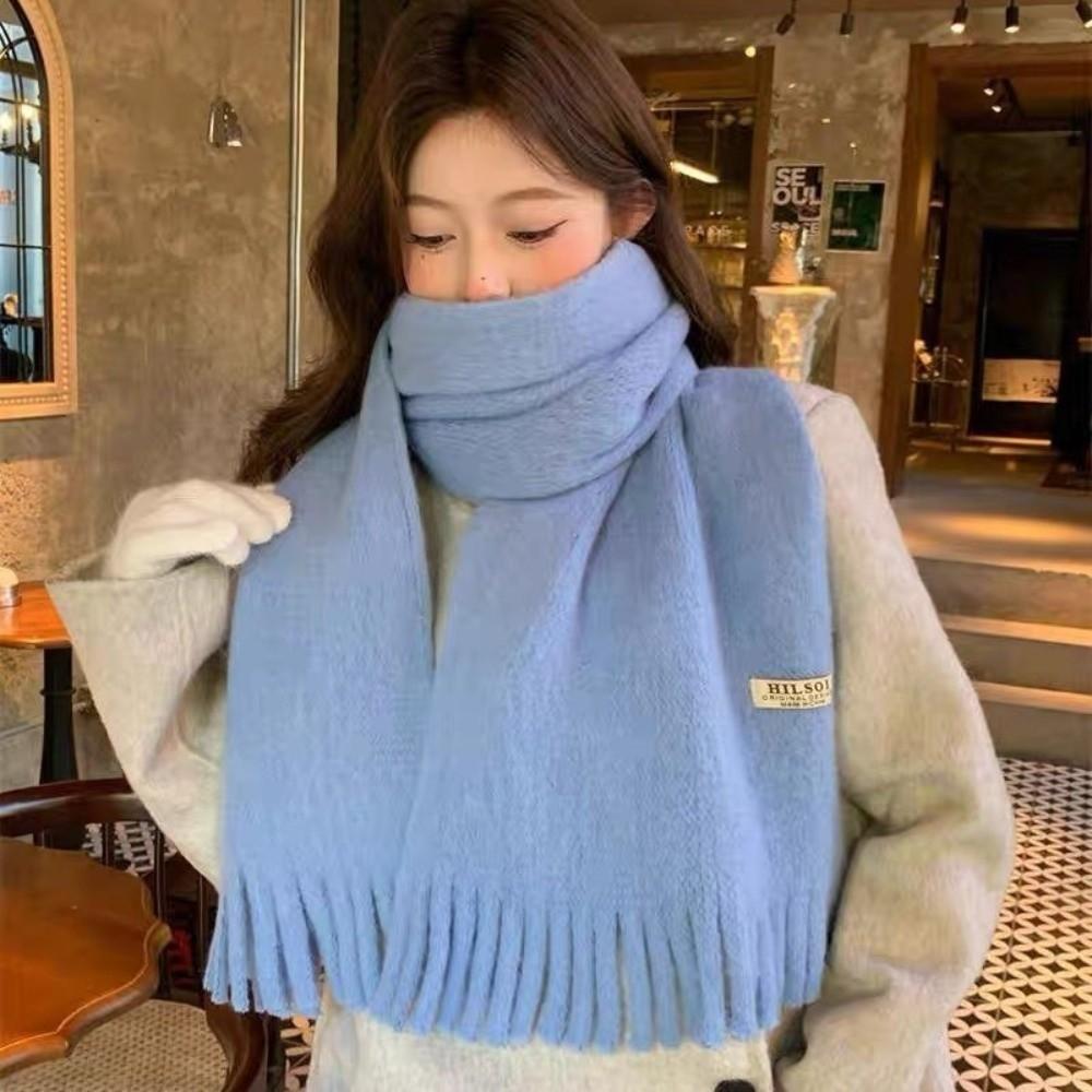 Plush Winter Cashmere Scarves Thicken Long Shawl Simple Winter Wool Scarf Girl