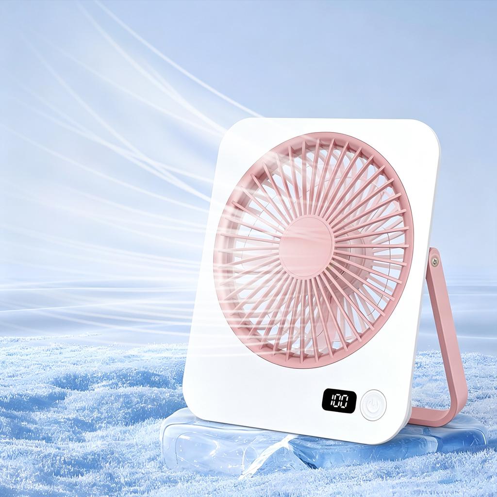 Desktop Wall Fan 1200mAh 5 Speed Digital Display USB Rechargeable Personal Cooler Strong Wind Low Noise for Home Office Dorm