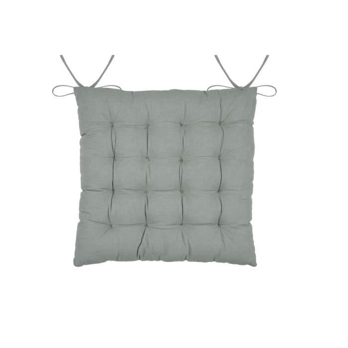 Assise de chaise - Yuki - Jade - 38 x 38 cm - 100% Coton - Matelassée