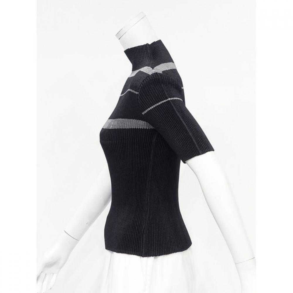 Specchio Slim Short Sleeve High Neck Blouse 442 168