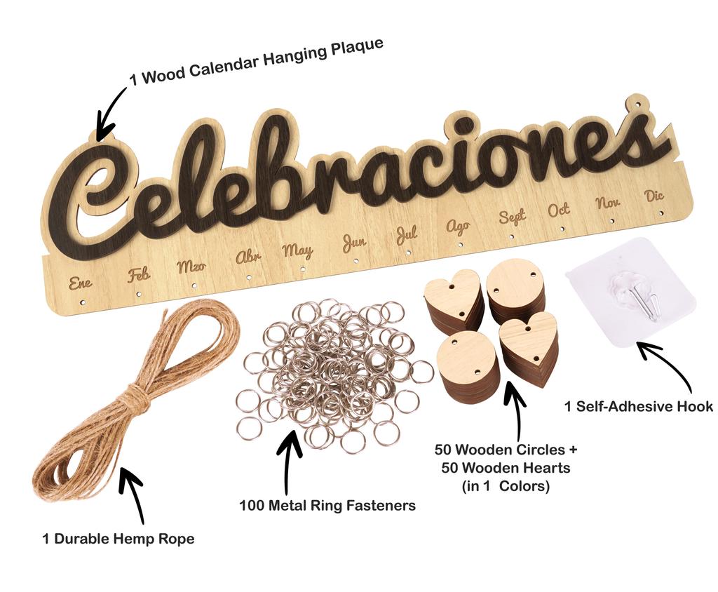 Inkdotpot Family Birthday Reminder Wall Hanging Wooden Diy Birthday Tracker Plaque Wall Hanging Perpetual Calendar, Gift For Mom   Dad   Grandparents