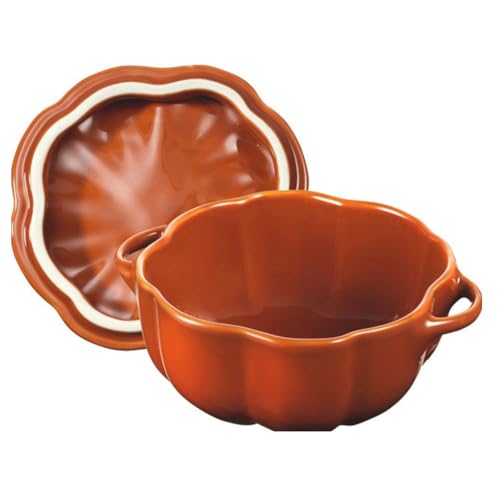 Staub "Pumpkin Cocotte 13cm" Ceramic Heat-Resistant Storage Container, Microwave-Safe [Official Japanese Product] La Cocotte Special Shape 40511-555