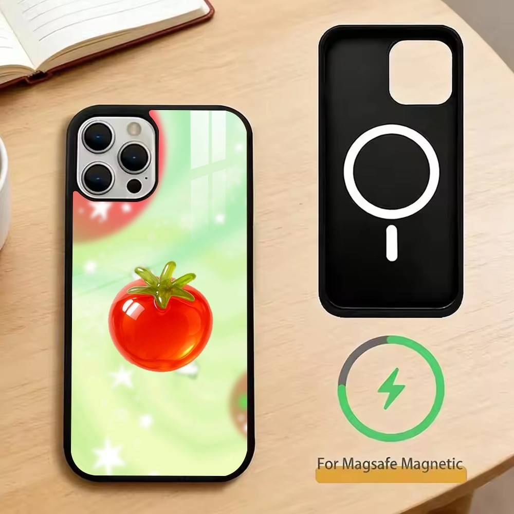 Tomato Cartoon Cute Creative Phone Case For iPhone17,16,15,14,13,12,11 Plus,Pro Magnetic For Magsafe Wireless Charging