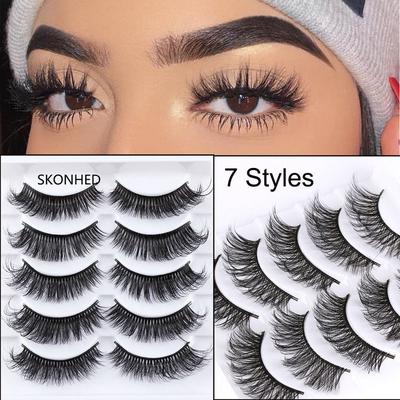 5Pairs 3D Faux Nerz Haar Falsche Wimpern Verlängerung Wispy Flauschigen Denken Wimpern