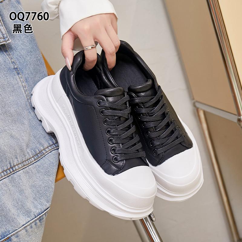 Thick-soled autumn and winter new European genuine leather muffin sole heightened ins tide velvet casual board shoes 34