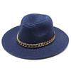 Brown straw hat golden chain sun hat outdoor sun hat straw hat seaside sunscreen beach hat sun hat various accessories wholesale