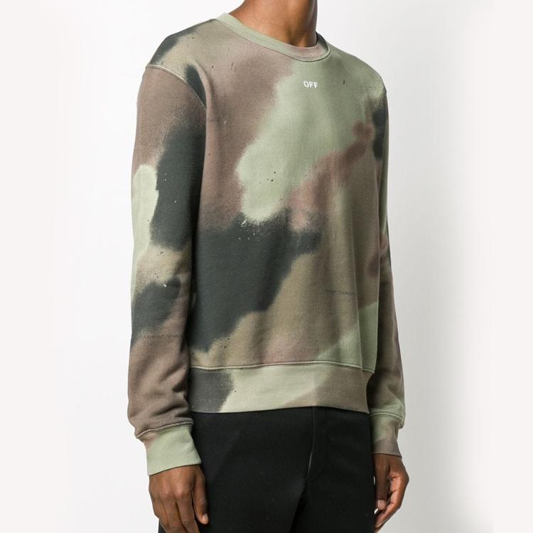 Off-White Camo Stencil Crewneck Green Men Tops OMBA025E20FLE0086001