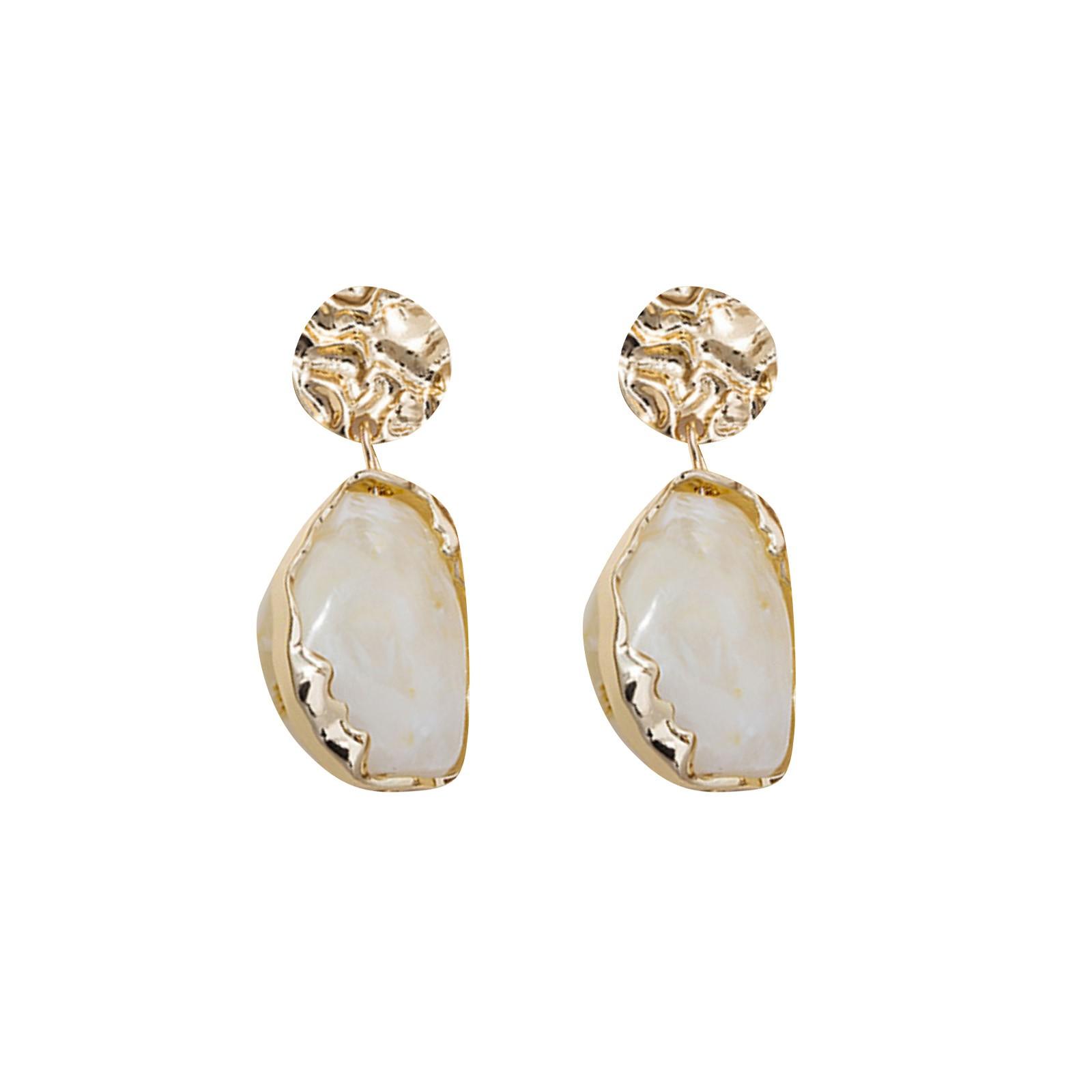 

Silvers Needle Three-color Retro Geometric Earrings French Niches Minimalist Temperament Cold Styles Earrings Jewelry One Size белый