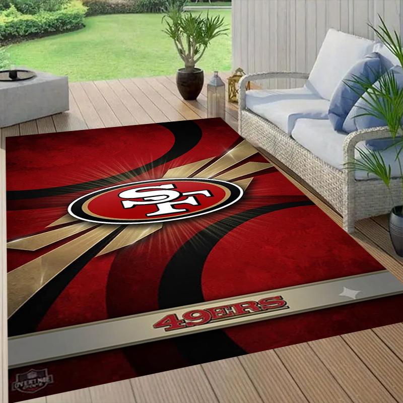 San Francisco Football Football Pattern Soft Area Rug Non Slip Indoor Floor Carpet Sports Decor Mat for Bedroom