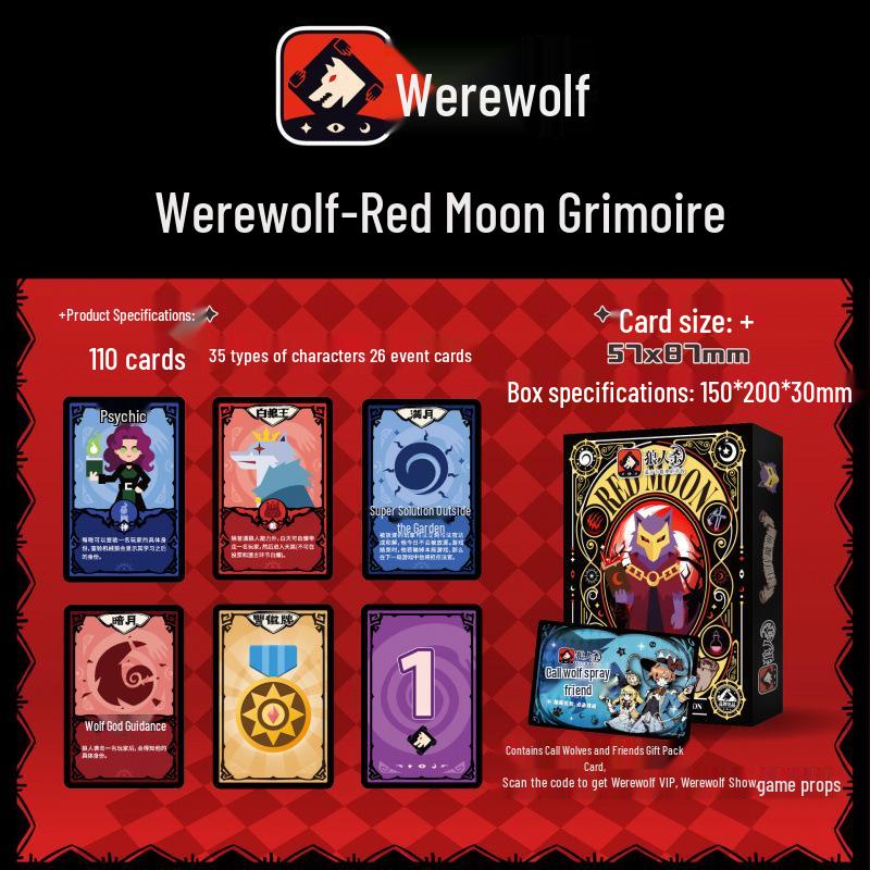 Genuine Werewolf Red Moon Grimoire: Classic Playable Edition for 6-18 Players – Logic, Reasoning, Icebreaker Game