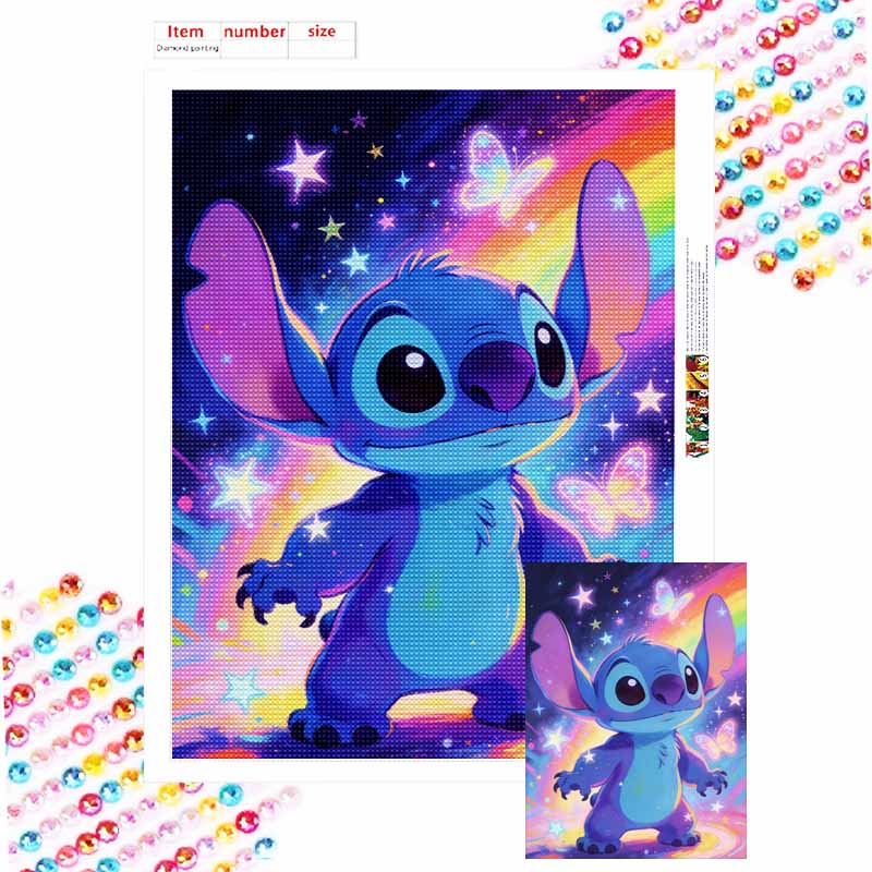 Disney 5D DIY All Diamond Art Painting Kit Stitch Space Galaxy Stars Butterfly Rainbow Home Decor Gift Round 20x30cm