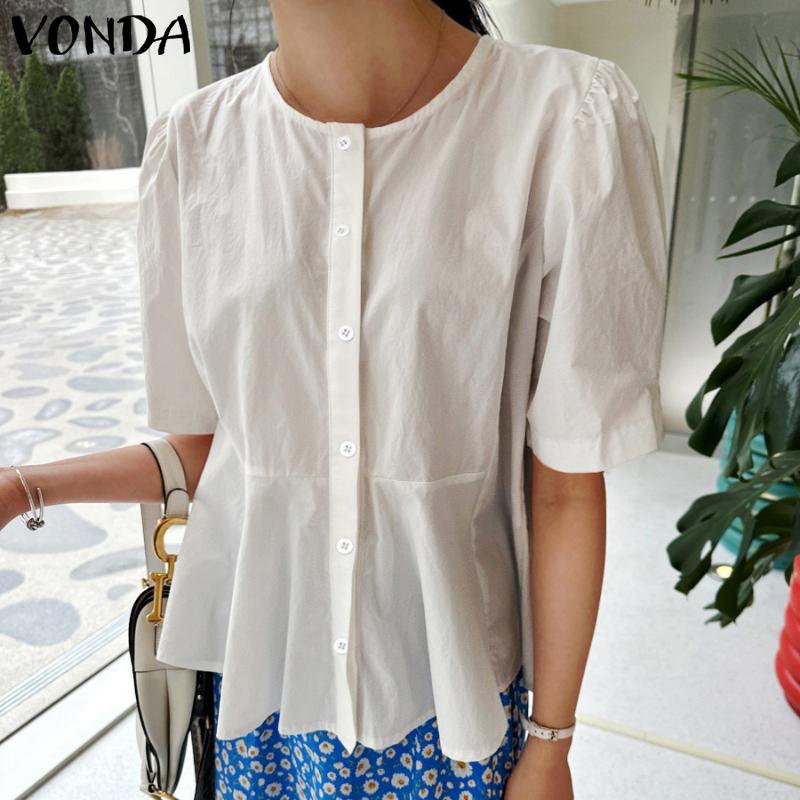

VONDA Летние тонкие женские повседневные рубашки с короткими рукавами Топы