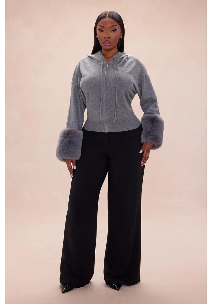 2026 Women's Cropped Hooded Zip-Up Sweatshirt Jacket with Plush Cuffs