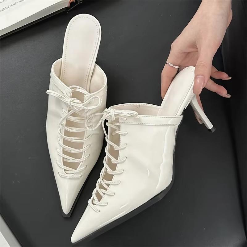 

Eilyken Женские туфли-мюли с острым носком, дизайн с леопардовым принтом, на тонком низком каблуке, женские шлепанцы, обувь Zapatos De Mujer 35 белый