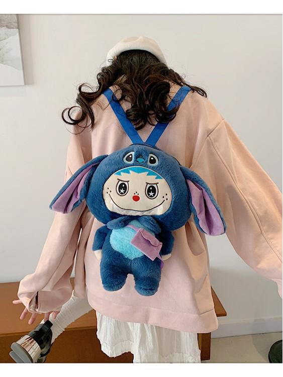 Bubble Rabbit Labubu Plush Toy Backpack - Cartoon Shoulder Bag for Girls, Cute Cross-body Gift