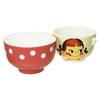 sun art Fujiya Peko-chan Soup and Rice Bowl Set, Large, Approx. 480ml, Crayon Touch, SAN3801, Clear