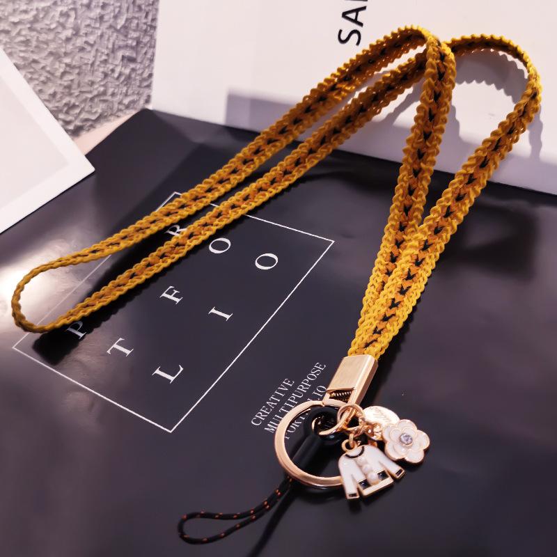 Mobile phone lanyard neck pendant women's hand-woven long non-neck pendant sling keychain anti-lost rope